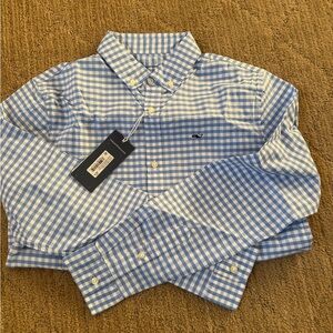 Vineyard Vines Blue and White Checkered Kids Button Down Shirt